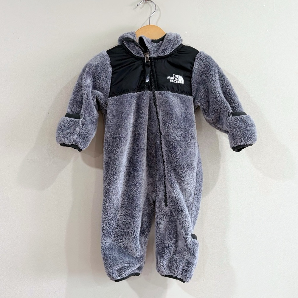 The North Face Baby Fleece Bunting Snowsuit 0-3M Gray Hooded Cute Gorpcore